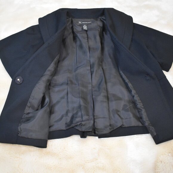 INC Black Cape Swing Jacket Size M Short Sleeve Blazer Chic Old Money Officewear - Picture 5 of 15